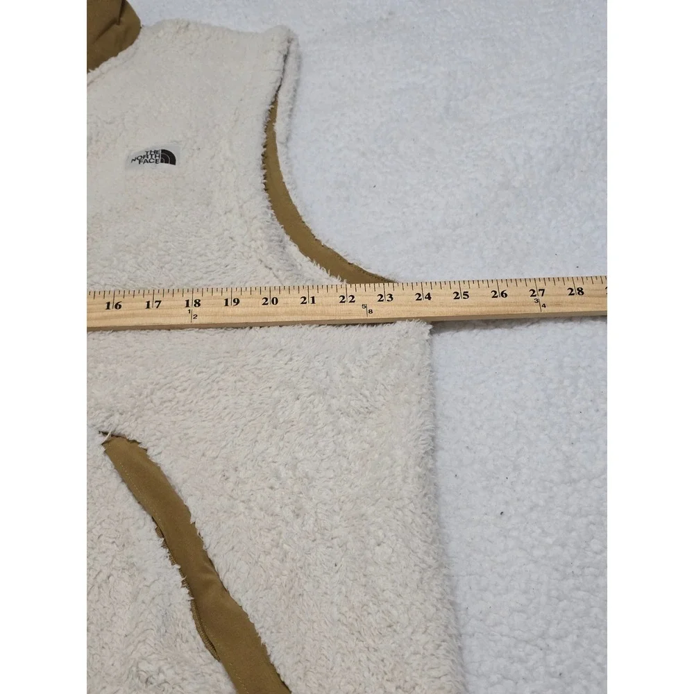 The North Face Mens Sherpa Fleece Vest XL‎ Cream Tan Full Zip High Pile NF0A4P8G